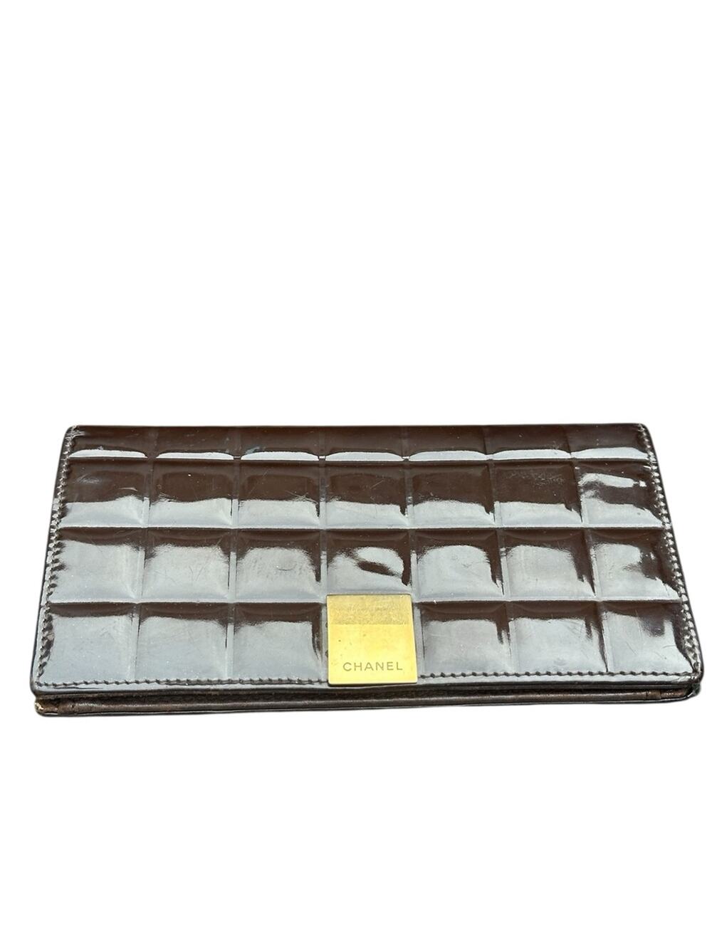 Chanel Brown Chocolate Bar Quilted Wallet